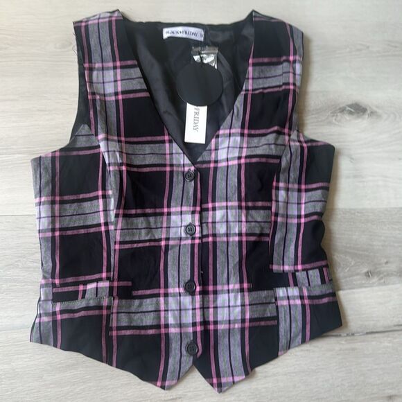 Black Friday Myrtle‎ Tartan Vest size 10 Purple NWT - Picture 6 of 7